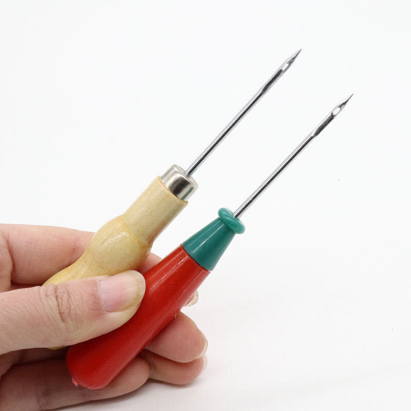 纳鞋底针缝包锥子修鞋补鞋工具直孔锥子带钩锥子直锥子rchen红木直针1