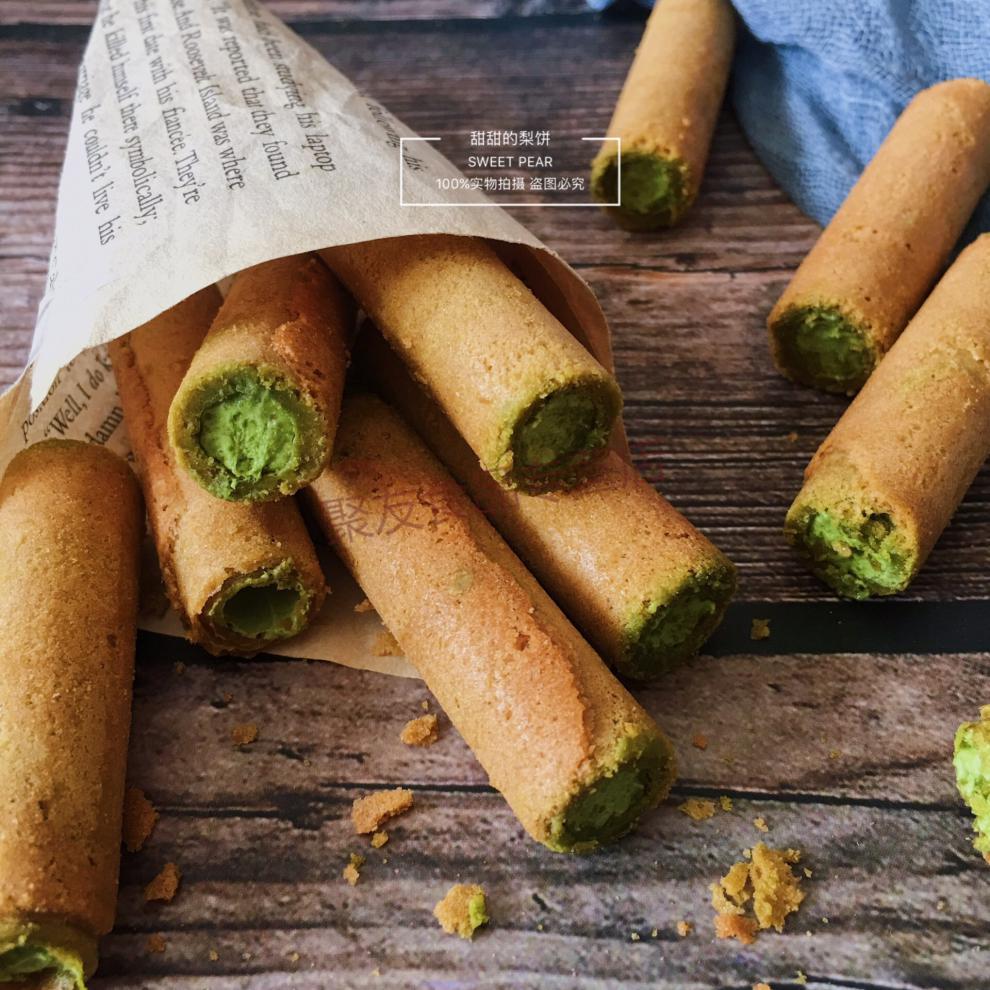 年货节5折日本京都山政小山园宇治抹茶夹心蛋卷抹茶零食13根装抹茶卷