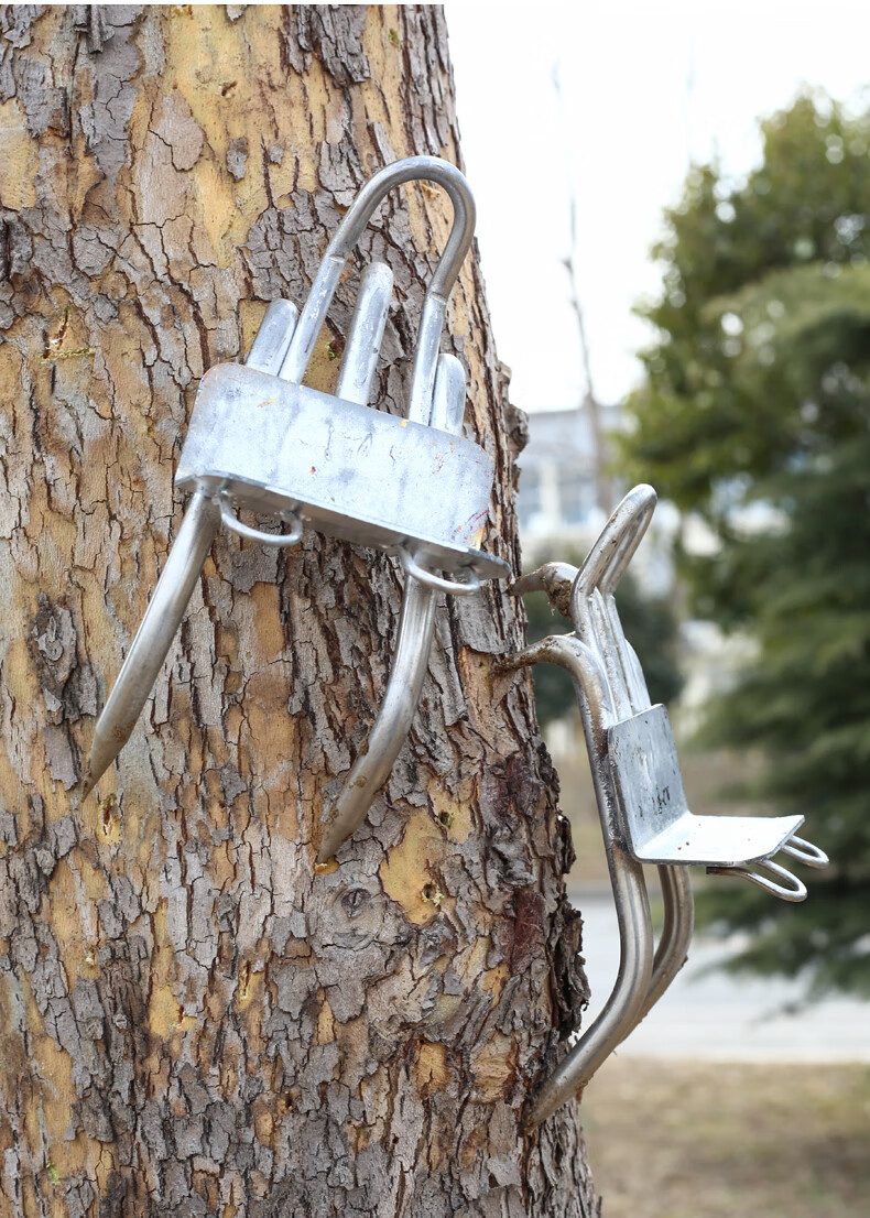 爬树神器猫爪不锈钢防滑趴上树工具抓马蜂爬树五抓安全脚扎子 双皮筋