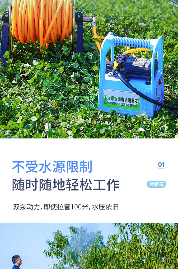 电动喷雾器农用手提式打药机弥雾机高压隔膜泵机器果树园林打药泵抽水