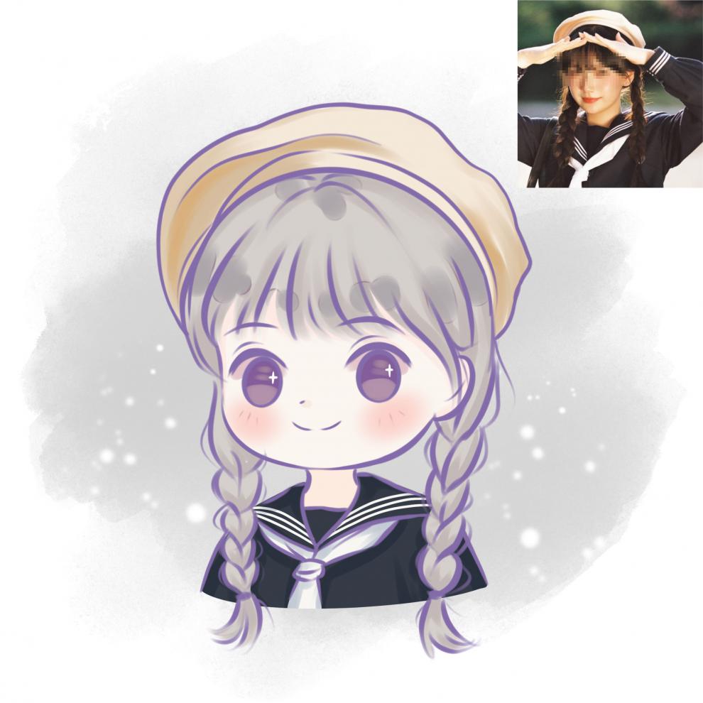 q版手绘头像画卡通真人照片动漫人像漫画头像定制情侣画像约稿 星眼风