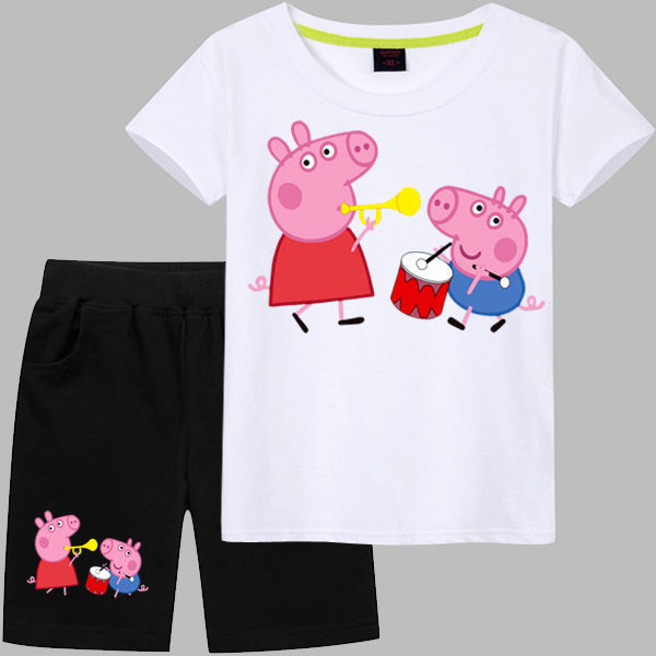 ゞ2021春上新儿童新品3-6岁穿的小猪佩奇装男女童粉红猪图案夏天纯棉