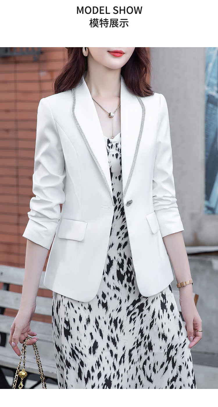 jpn 香港潮牌黑色小西装外套女装 2021春秋新款设计感烫钻翻领职业