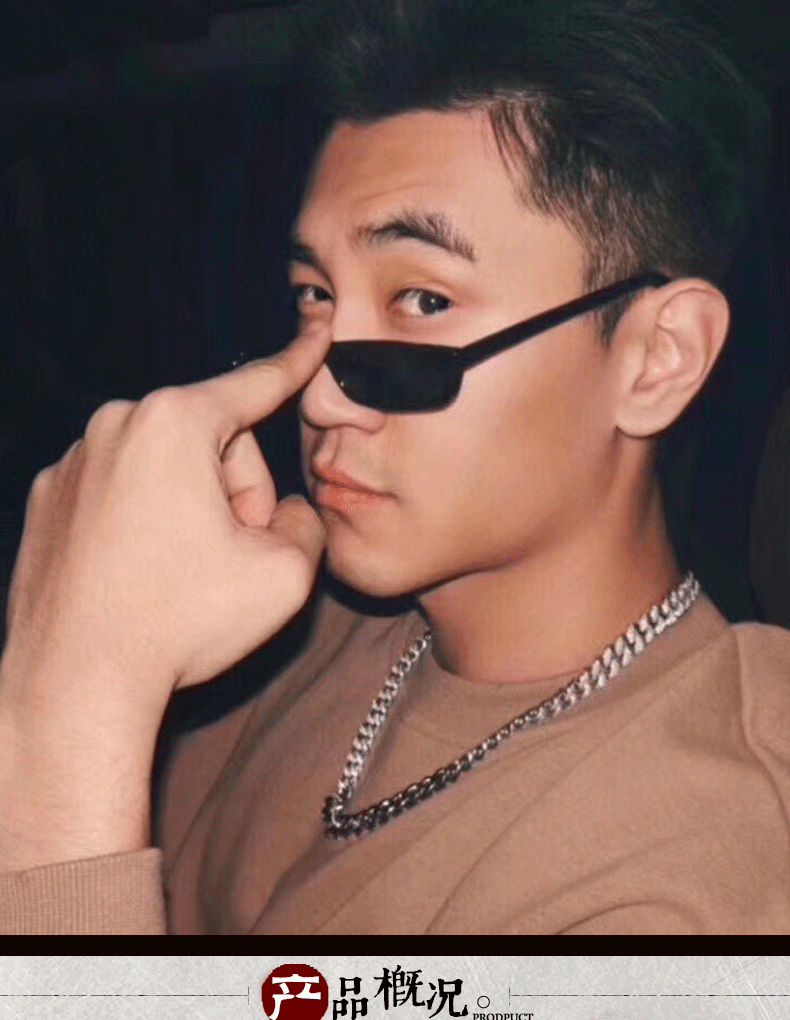 s925银项链 个性潮时尚ins嘻哈粗款霸气链子马鞭链平链七夕情人节礼物