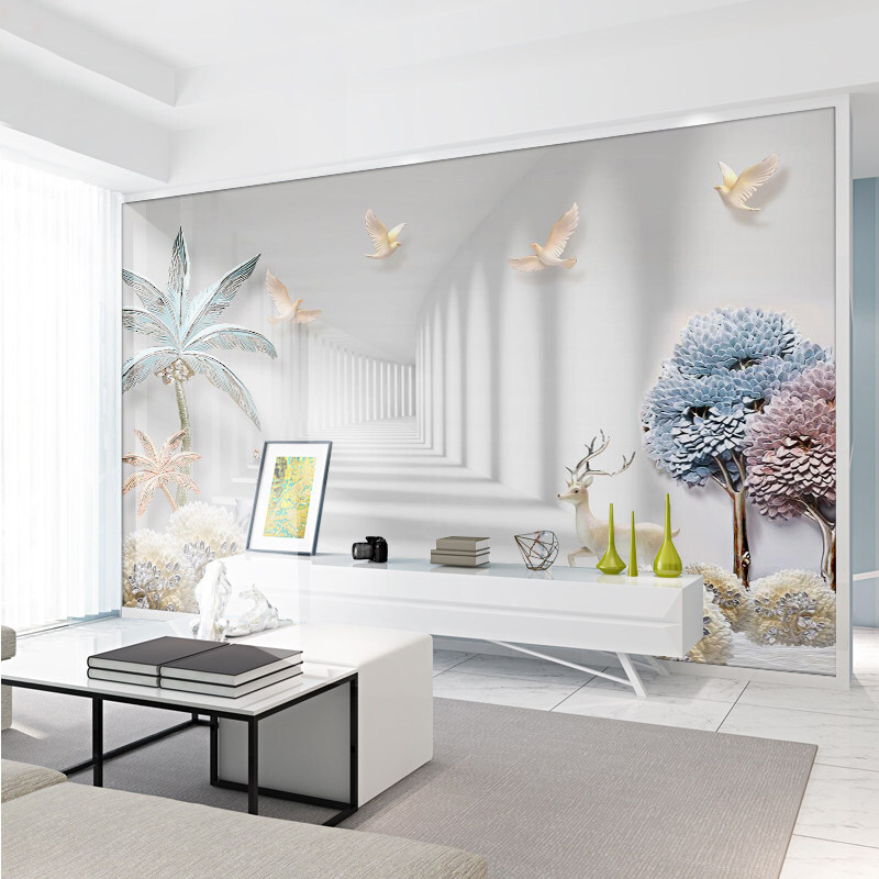 8d电视背景墙壁纸现代简约延伸客厅壁画16d立体影视墙布大气 s9 仅