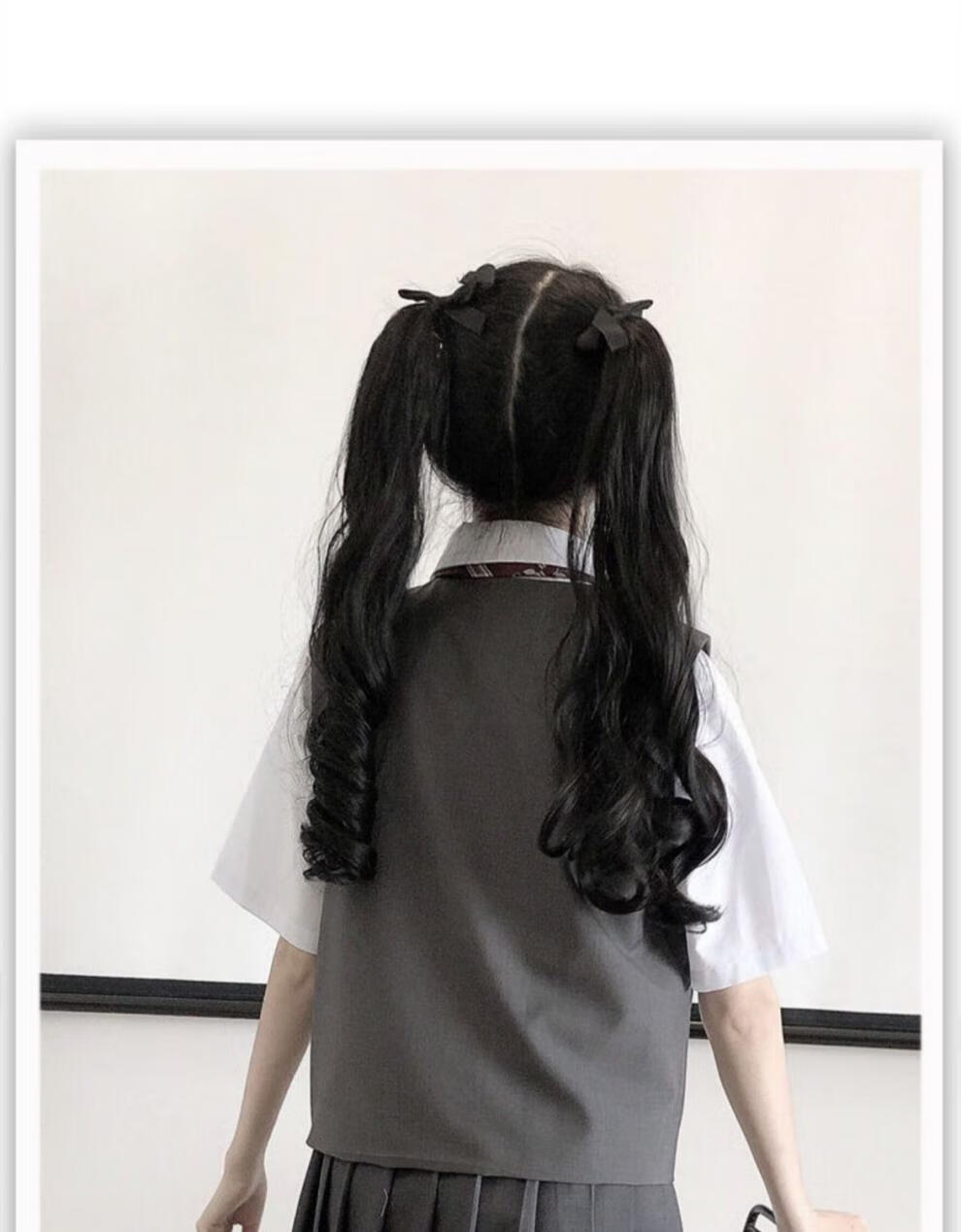 jk假发女高双马尾lolita日系绑带式长卷发萝莉软妹可爱直辫子发饰卷发