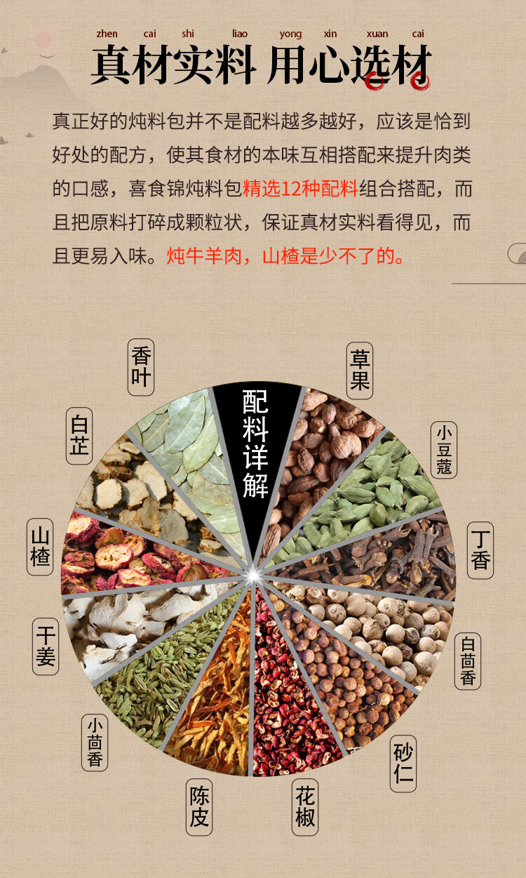 茗老汉 清炖牛肉羊肉汤料包 5g10小包袋 配方商用五香调料包家庭炖肉