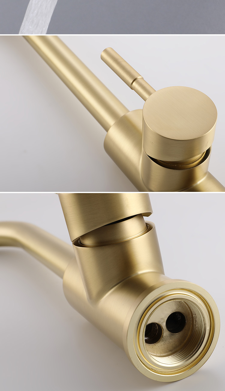 304不锈钢金色厨房洗菜盆水龙头冷热冷暖厨房家用水二合一的c级拉丝金