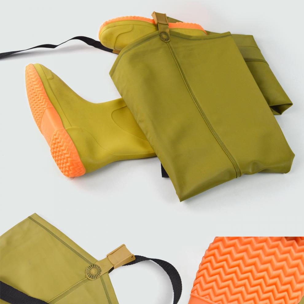 鞋农田插秧鞋防水裤雨鞋半身水靴涉水耐磨捕鱼过膝下水雨鞋米黄加长35