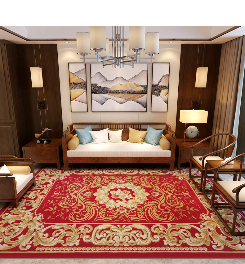 恒源祥新中式古典地毯中国风地毯新中式客厅茶几地毯卧室床前茶室台