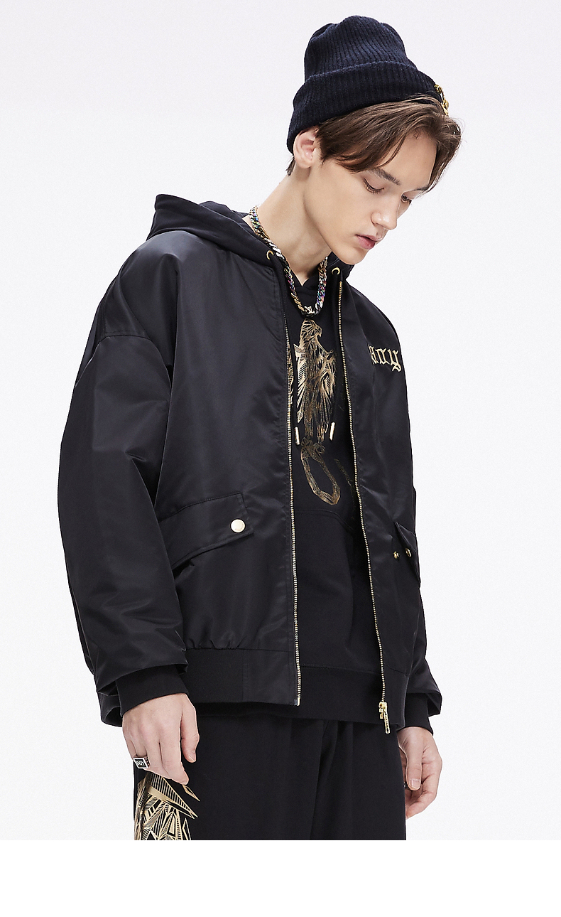 boylondon官方旗舰2021秋冬新款夹克外套男女对称翅膀金线绣保暖夹克