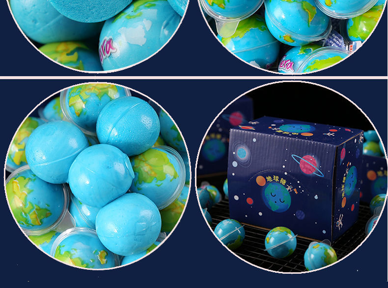 网红地球糖软糖创意3d地球糖恶搞眼珠糖可爱造型夹心地球爆浆糖 (5颗