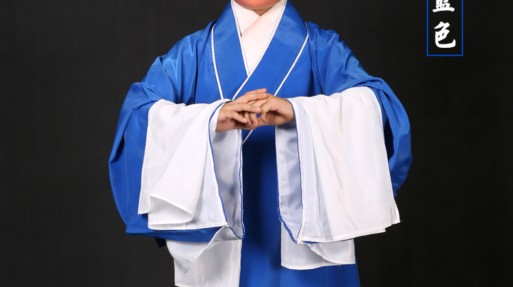 龙戏装素小生衣少儿童戏曲演出服装京剧老生道袍许仙素褶子 素小生衣