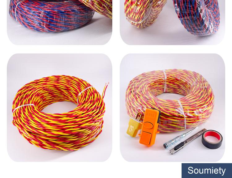 牛筋电线透明花线防水防冻充电软线双绞线2芯电线家用户外红黄25平方