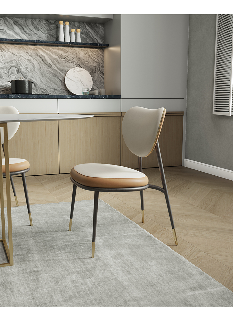 roodior 现代轻奢餐椅简约椅子家用靠背椅餐桌椅网红休闲椅咖啡椅 米