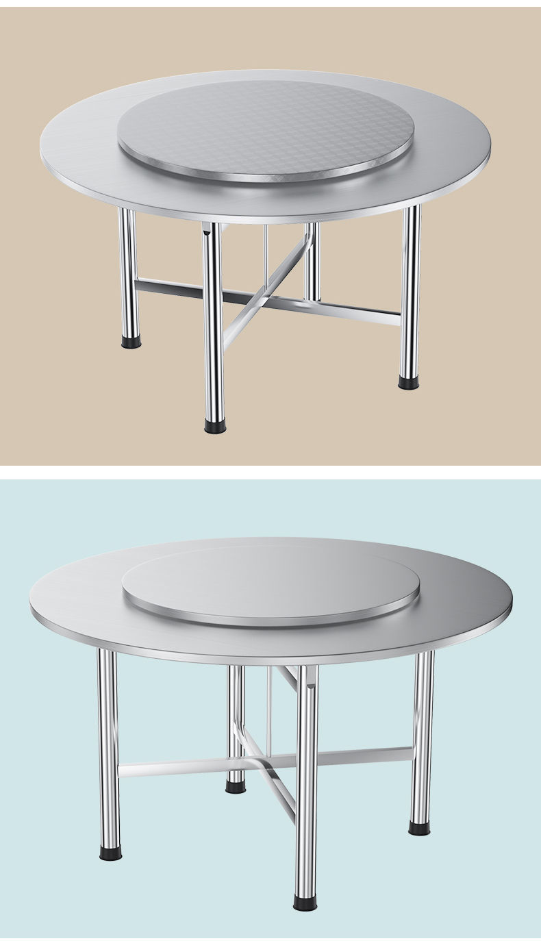 304不锈钢桌子折叠圆桌吃饭桌圆形餐桌餐台快餐桌家用小户型脚高75
