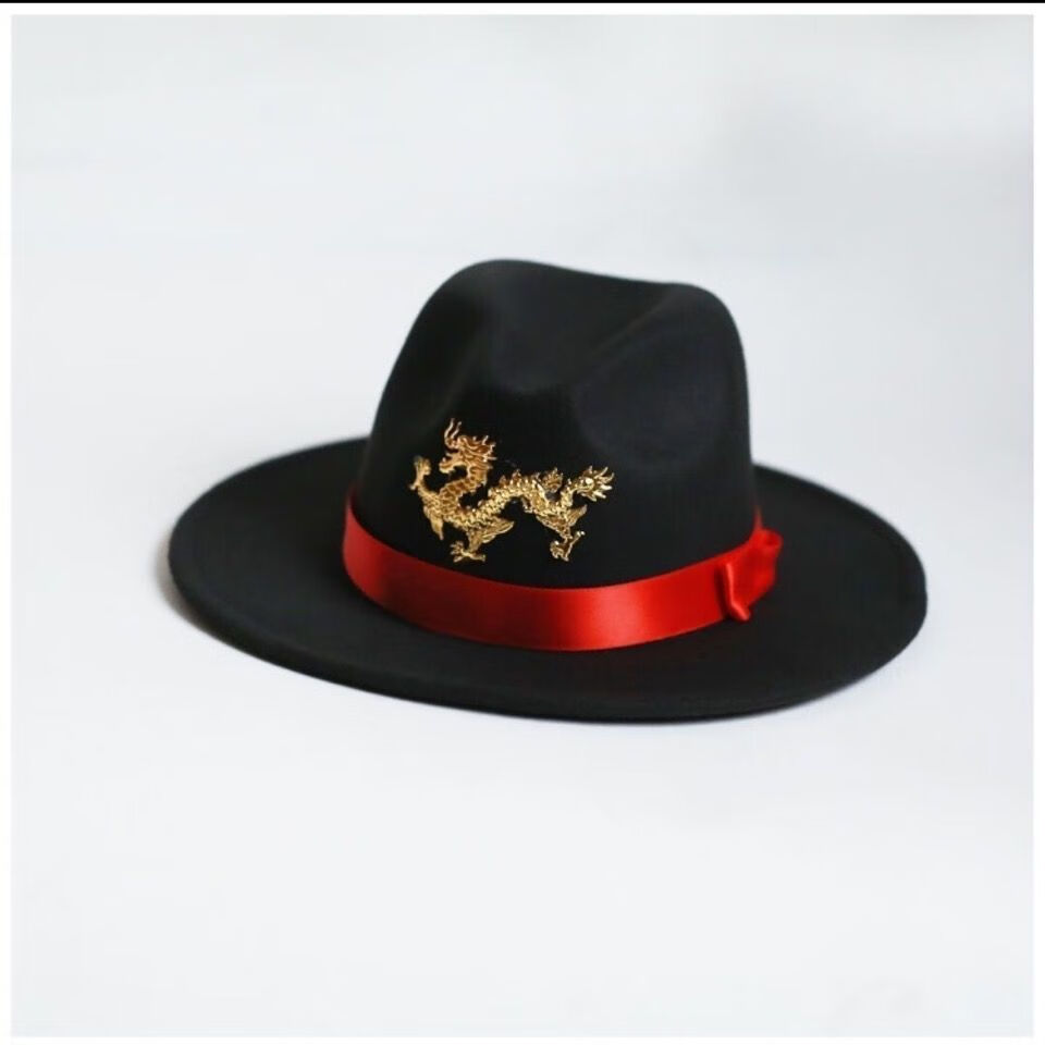 lucaly新郎官帽子古装摄影道具舞台男士四周大沿帽子礼帽结婚庆影楼