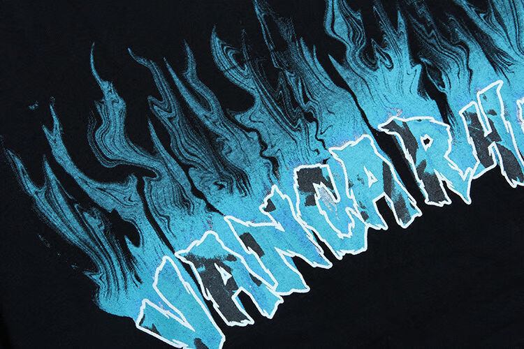 65亿万少年小尼力街头嘻哈潮流店潮牌欧美火焰字母印花长袖男女情侣