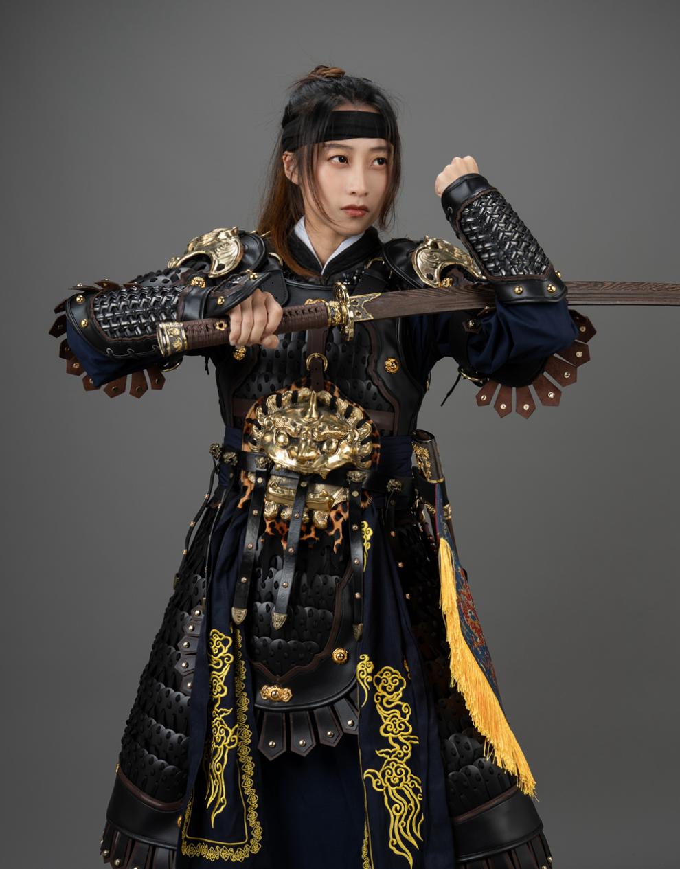 甲胄铠甲宋 明扎甲 札甲 甲胄 真人可穿 中式盔甲 将校 小码黑札甲