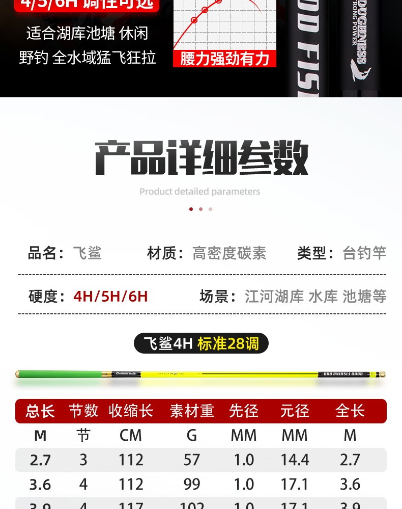 化氏一味max大物鱼竿旗船店同款螺纹钢茧珀飞鲨鱼竿手竿超轻28超硬19