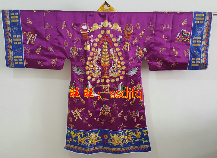 服装道教法器用品法衣道袍高功双塔法衣黄宵台衣小袖玉罗萧台 天蓝色