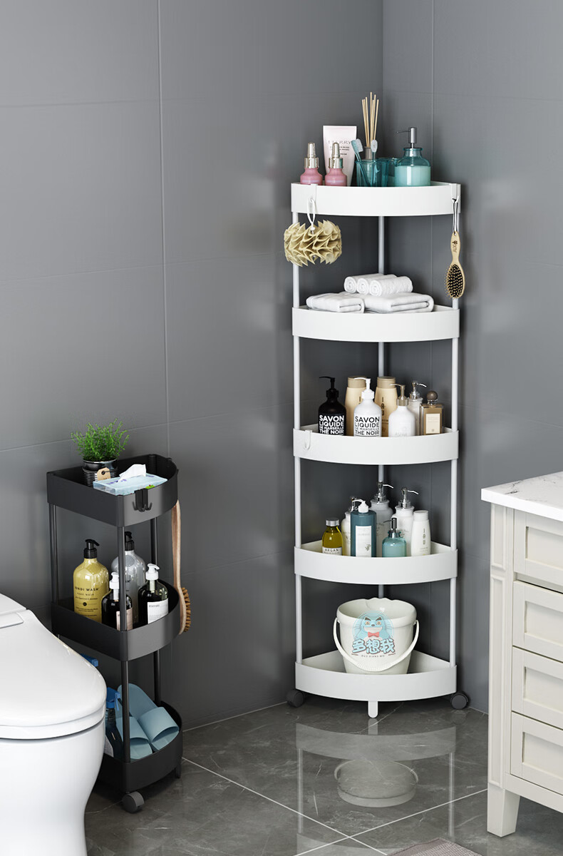 三角浴室柜卫生间墙角三角置物架落地多层浴室厕所洗澡间拐角收纳架