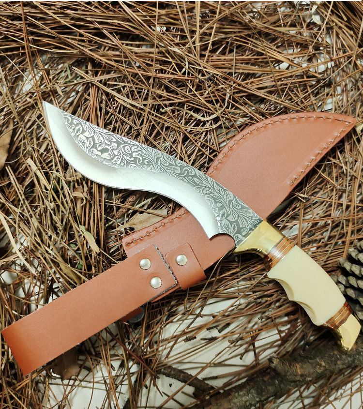 尼泊尔大号军刀户外刀具工艺钢刀子锋利防身刀子弯刀月牙 白月牙【总