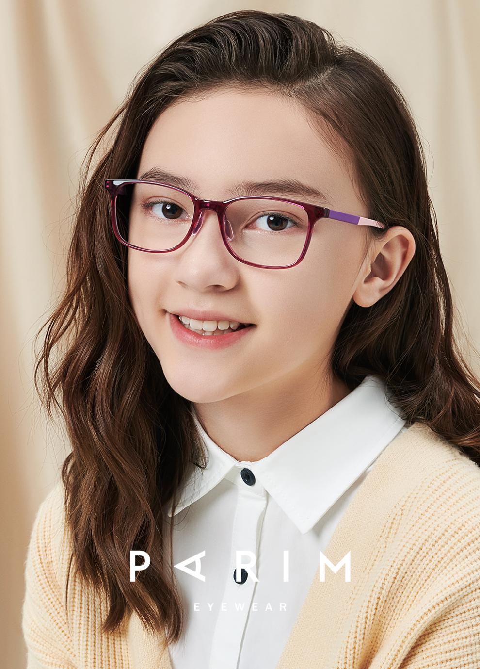 parim派丽蒙儿童近视眼镜女时尚透明镜框男可配延缓度数增长镜片53004