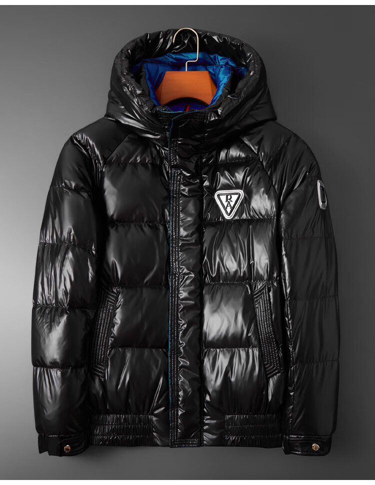 isa ck j高档轻奢侈品牌欧洲站连帽羽绒服三角贴标男冬季高端亮面青年