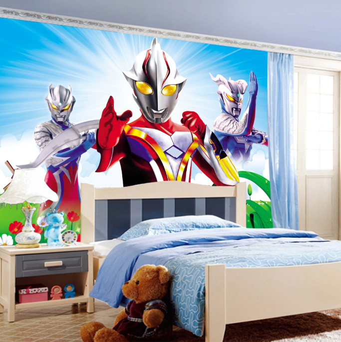 2022新款奥特曼儿童房壁纸 8d卡通儿童房墙纸超人奥特曼壁纸男孩子