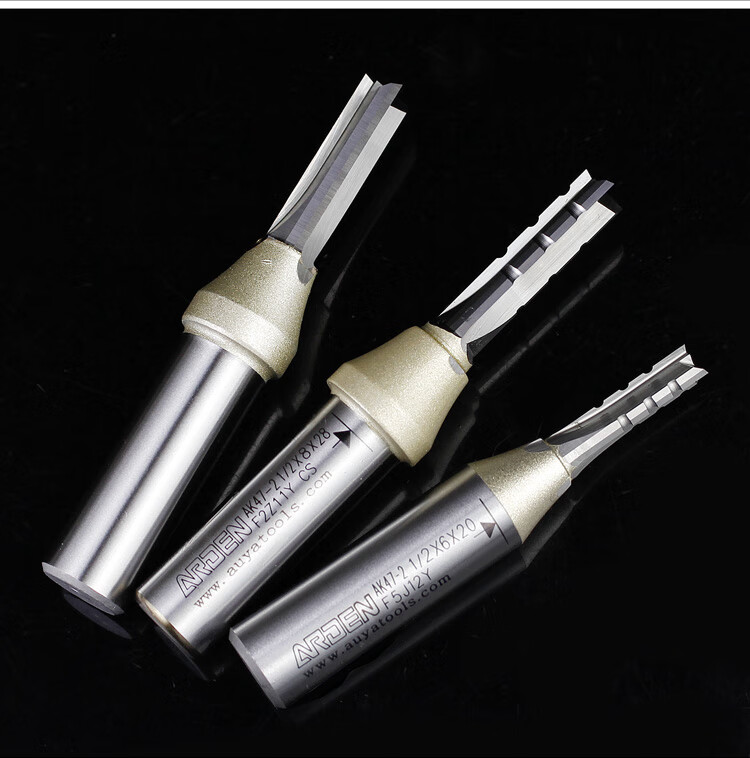 三刃直刀高速断屑开料切割刀木工雕刻机人造板3刃铣刀 浅灰色 三刃断