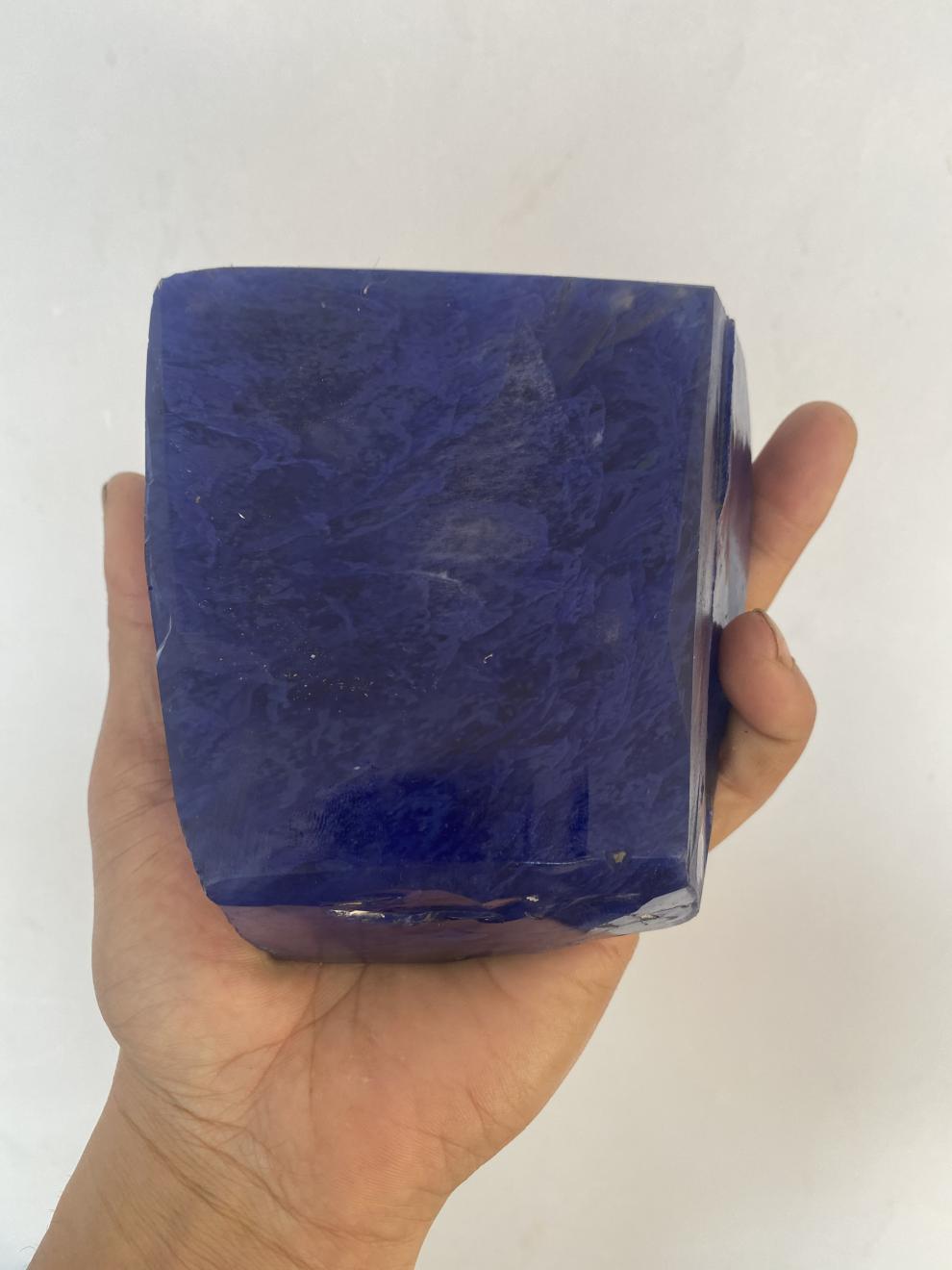 情冰 人造蓝水晶原石原矿石 蓝水晶海蓝宝原石摆件 居家饰品办公桌