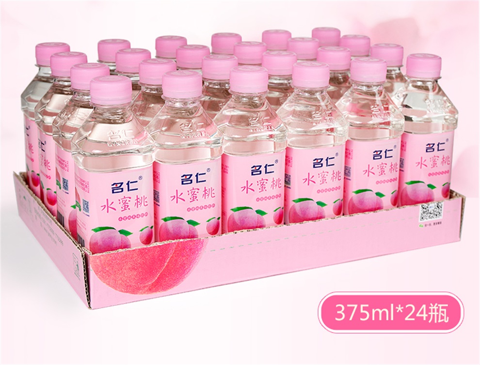 名仁水蜜桃果味饮料苏打水桃汁饮料375ml24瓶整箱名仁水蜜桃苏打水375