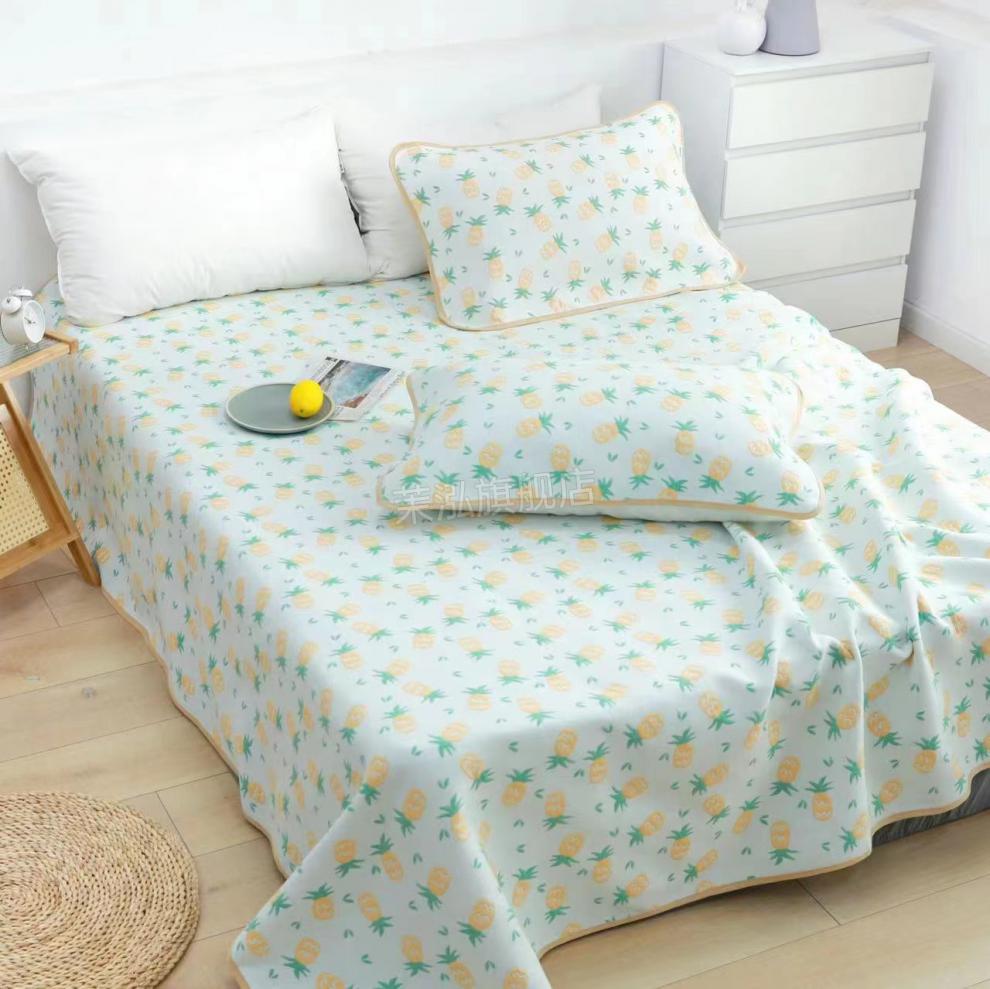 安娜纱布凉席 楠冰 6层纱布整床凉席吸汗不粘身新花色240*250 灰山茶