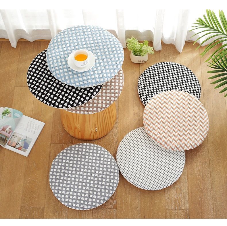 迪梵路加厚圆形坐垫可拆洗藤椅坐垫圆凳子椅子垫纯色防滑套地垫罩棉线