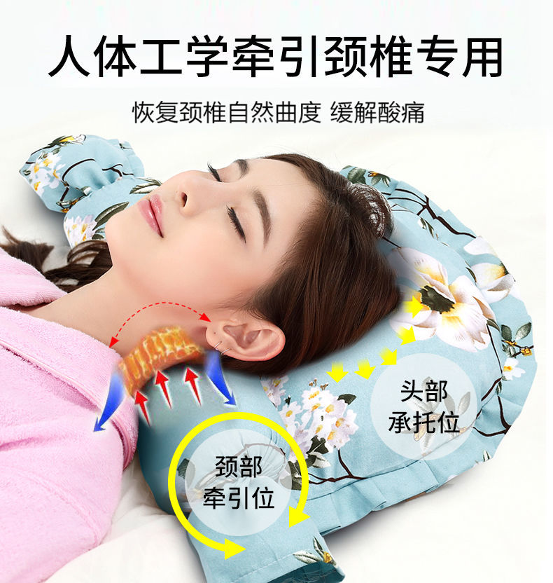 新款荞麦壳艾草枕头枕芯枕套颈椎枕颈枕枕花草修复家用睡觉新品 方形