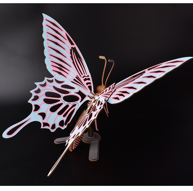 迪士尼disney送礼玩具迪尔乐斯蝴蝶木质立体拼图模型玩具儿童手工制作