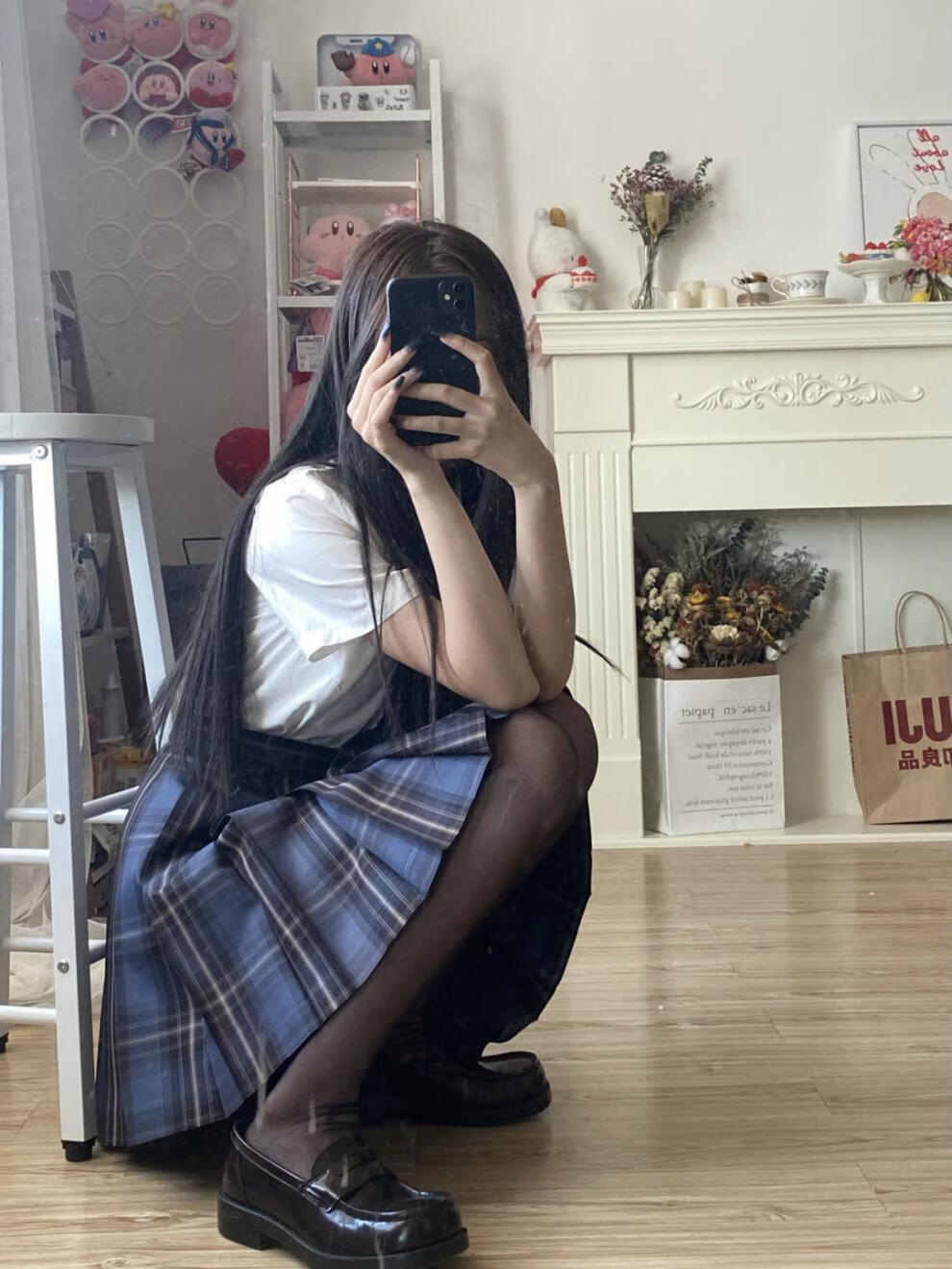 jk丝袜女网红流行黑丝防勾春秋夏季美腿性感学生连裤袜性感 【黑小网