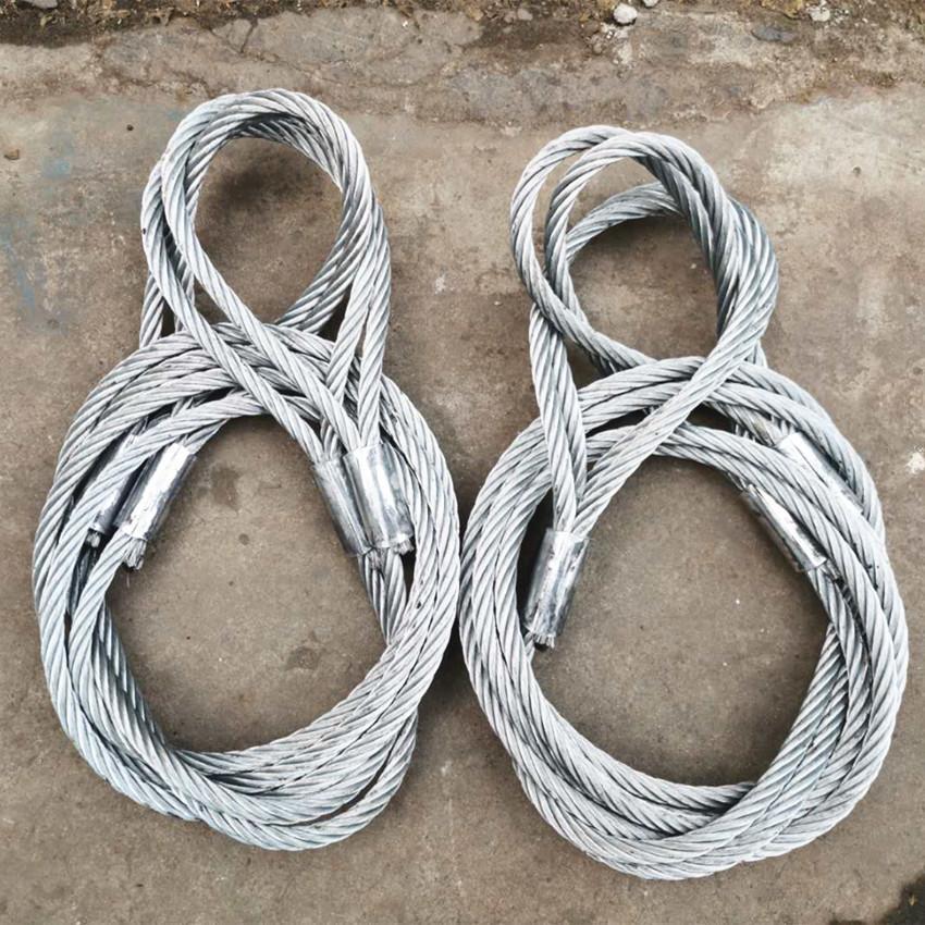 钢丝绳拉绳镀锌无油钢丝绳索具钢压制钢丝绳起重吊装工具索具3米6毫米