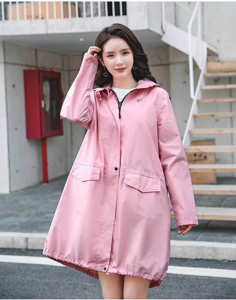 女士长款雨衣 日式便携轻薄徒步雨披 防雨外套 风衣式雨具 雨衣-2001