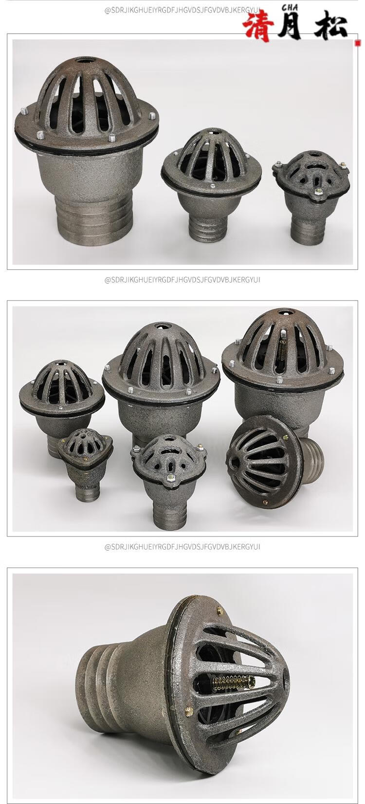 水泵止回阀加厚铸铁铁底阀汽油机抽水泵柴油机过滤龙头莲蓬头15寸40mm