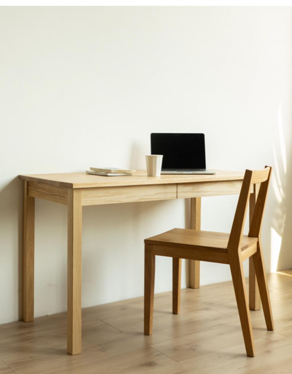 极简书桌日式北欧轻奢黑胡桃木书房白橡木实木原木书法桌 白橡木 文件