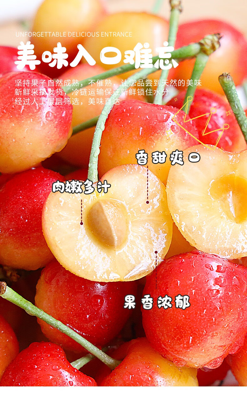帝醇果 智利进口雷尼尔黄金车厘子新鲜时令水果黄色大樱桃2斤礼盒装