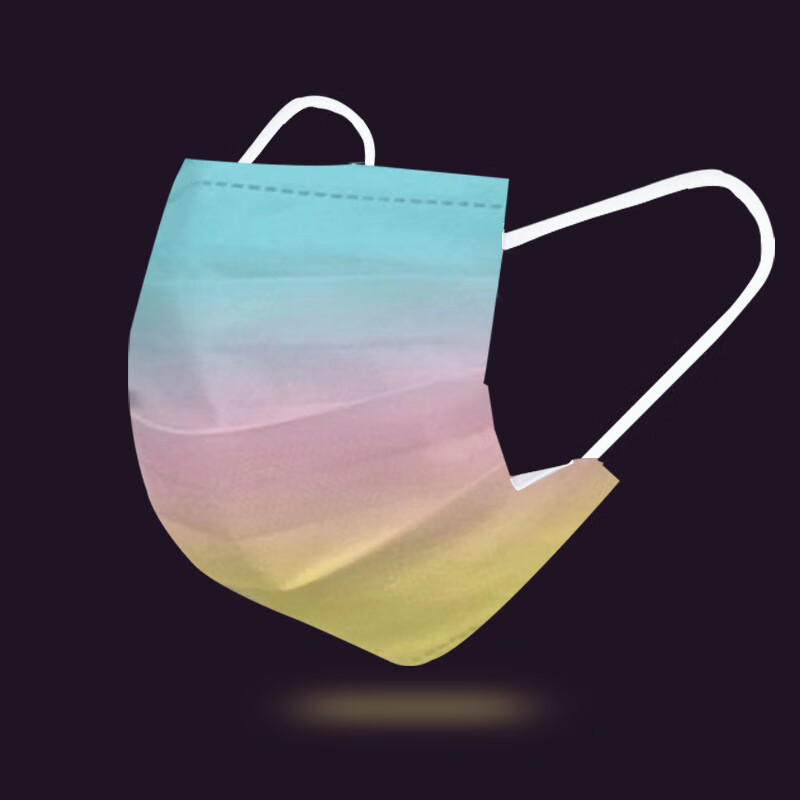 致净2021新款一次性口罩成人时尚印花彩色渐变色图案创意个性女神面罩