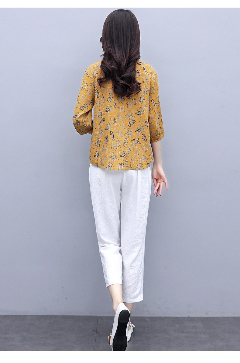 轻奢女王素订原创休闲亚麻套装女2021夏天新款时尚洋气印棉麻上衣裤子