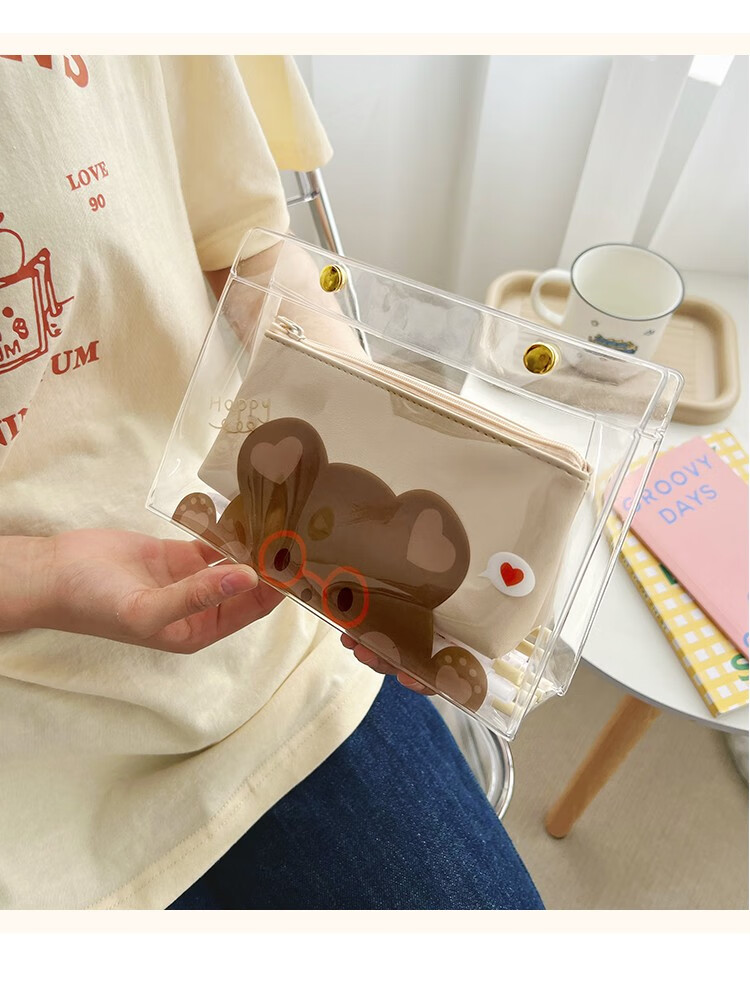 丰宝乐 透明笔袋考试专用高考中考大容量女孩文具袋高颜值铅笔盒分类