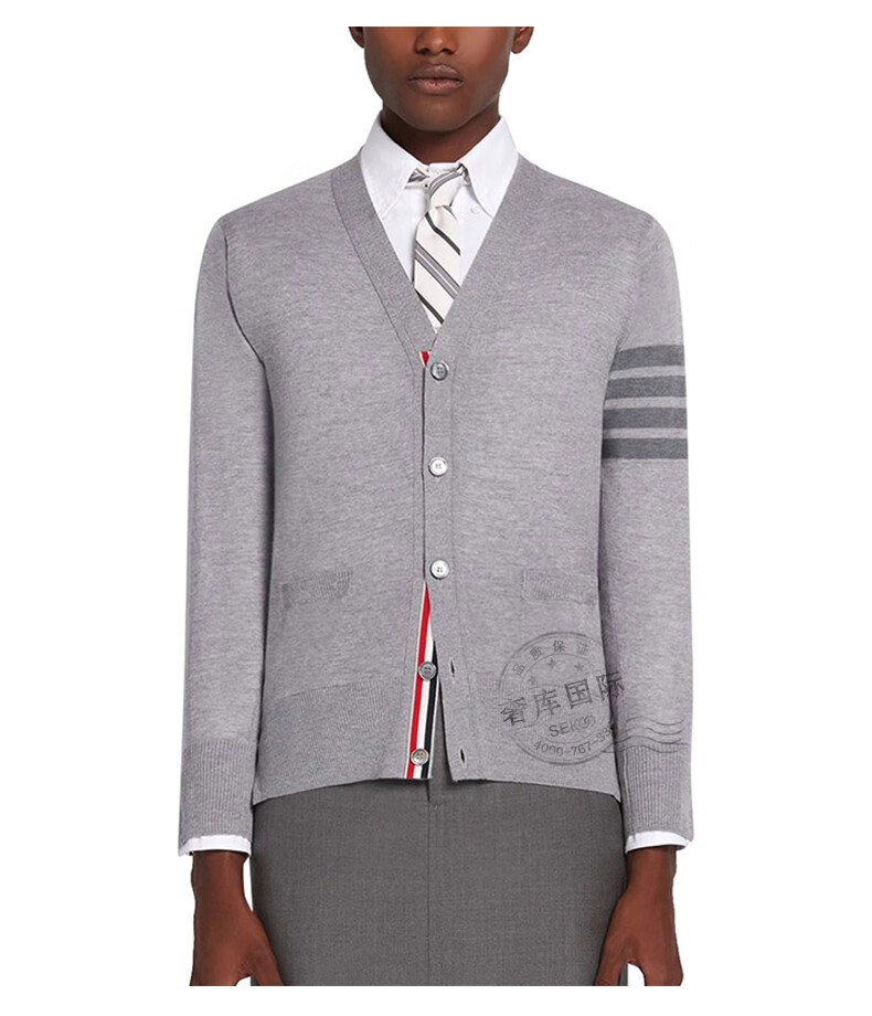 thombrowne汤姆布朗男装四条纹针织开衫mkc002b0014055灰色4