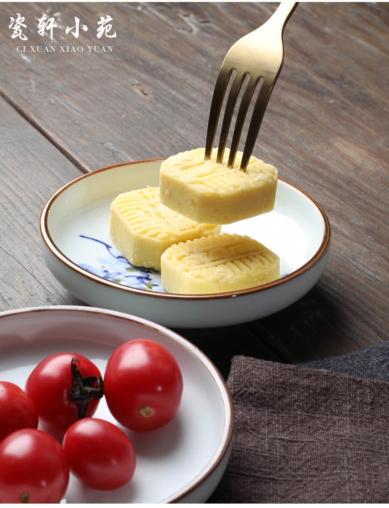 新中式水果盘点心盘手工陶瓷茶点盘水果托盘家用手绘中式禅意茶道点心