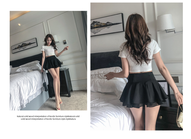 免脱打嘢野裙方便裙超短裙无内衬短百褶裙小短裙半身裙女夏32厘米蓬蓬