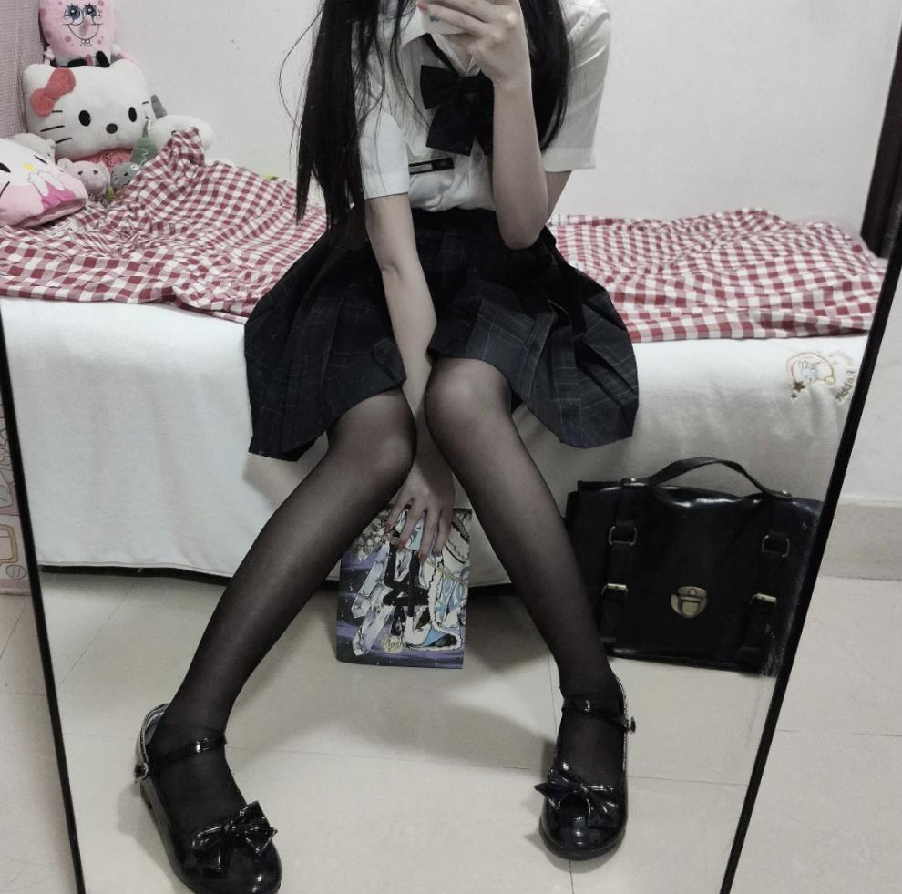 封茗旗舰纯欲黑丝jk制服夏裙正版套装全套日甜美格裙学院风半身裙